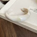 Elegant macaron marbled acrylic cuff bracelet with creamy white and brown texture - Off White