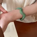 Elegant green wavy acrylic bangle with artistic marble swirl pattern for women's daily wear - Wave Style (61#)