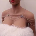 Elegant silver rhinestone multi-layer shoulder body chain for sexy party or bikini outfits - Shoulder Chain 13