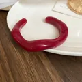 Elegant deep red acrylic marbled wavy cuff bracelet with a unique irregular design - Thick Open Style (71#)