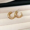 Elegant minimalist gold-plated C-shaped hoop stud earrings for women daily wear accessory. - Style 11 / Medium / Gold