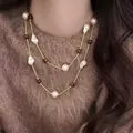Elegante collana di perle marroni Maillard con perle bianche per lo stile autunnale - Stile 1 / Marrone oro