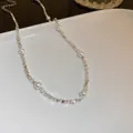 Elegant silver nugget and white pearl beaded necklace choker for modern women's jewelry - U-Shaped Pearl Broken Silver Style (HN2148) / Silver