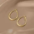Elegant gold teardrop hoop earrings with high-quality French silver needle design - Style(52#) / Diameter 3.3cm / Gold