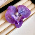 Élégante barrette à cheveux orchidée violette ornée d'une perle délicate au centre - 9# Pince à bec de canard - Style d'orchidée dégradé violet
