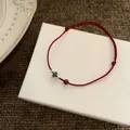 Pulsera artesanal de hilo rojo con cuentas de colores para el año de la serpiente - Estilo Trenzado de Tres Cuentas (40#) / 40# Pulsera Roja