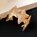 Πολυτελές vintage χρυσό μεταλλικό βραχιόλι με ανάγλυφη υφή αστερία για γυναίκες - Στυλ Σπειροειδές Περιτύλιγμα Αστερία (23#) / Ρυθμιζόμενο Ανοιχτό / Χρυσό