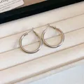 Elegante silberne runde Kreolen in polierter Ausführung für einen minimalistischen Look - 59# Silbernadel - Silber 30 Mm
