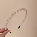 Serre-tête élégant en cristal rose et strass pour femme avec un design de luxe français - Strass de Pierre Concassée Rose (HH1959)