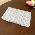 Caja de plástico transparente de 28 compartimentos para pendientes, collares y joyas - 28 Rejillas / Transparente