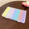 Organizador de joyas transparente de 28 rejillas con compartimentos de colores macaron. - 28 Rejillas / Multicolor