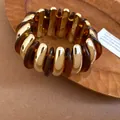 Bracciale retrò in acrilico con resina ambrata e segmenti metallici dorati - 34# Bracciale-Oro-Caffè