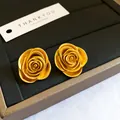 Elegante matte goldene Rosen-Ohrstecker im französischen Vintage-Stil - Goldrosenstil (23#)