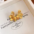 Elegante vintage goldene Blumenohrstecker im französischen Stil mit bunten Strasssteinen - Mehrfarbiger Strass-Stil (35#)