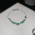 Elegante bracciale color argento con scintillanti pietre di zircone verde - Stile di Giunzione 34# (HB285-2)