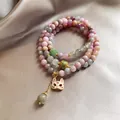 Detailed view of Chinese style multi-layered bracelet with fox mask pendant and colorful beads - Fox Pendant Style (1#)