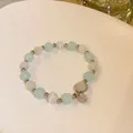 Elegant beaded bracelet with light blue and white crystal beads and silver spacers. - Blue Bead Pendant Style (HB1324)