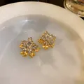 Vintage exaggerated textured metal stud earrings in elegant two-tone gold and silver - 26# Radial Pattern Geometric Flower