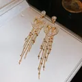 Eleganti orecchini a cuore placcati in oro con lunghi pendenti a nappa in zircone scintillante - Stile Nappa a Cuore Vuoto (49#)