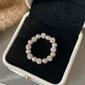 Elegant vintage style ring with alternating pearls and sparkling zircon balls in a box - Pink Pearl Zirconia Ball Style (WR271) / Pink