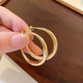 Macro close-up of polished golden chunky hoop earrings featuring a glossy metallic finish - Small / Silver Earring Post Style / Gold