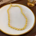 French retro gold synthetic pearl necklace choker for women luxury jewelry - Gold Full Pearl Choker (45#)