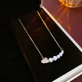 Elegant vintage gold necklace featuring crystal heart and graduated pearls in box - Pave Heart Gradient Pearl (71#)