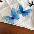 Elegante Ohrstecker mit blauem Farbverlauf-Schmetterling und glitzernden Details - 95# Stil (Silber Ohrringpfosten) / Blau