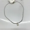 Elegant artificial pearl pendant necklace with French vintage style and silver chain - Oval Wavy Metal Border (117#)