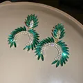 Detailed shot of green marquise-cut stone earrings with clear rhinestones - Silver Earring Post Style / Gold-Green