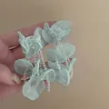 Light green organza petal earrings with clear beaded tassels - Organza Tassel Style (23#)