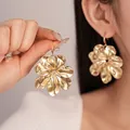 Exaggerated large gold flower earrings made of premium polished stainless steel for women - Large Floral Style (51#)