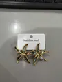 Gold starfish stud earrings in stainless steel with colorful iridescent shell inlay - Starfish Iridescent Patch Style (53#)