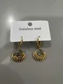 Elegant gold stainless steel shell earrings featuring colorful abalone shell inlays - Scalloped Shell Style (54#)