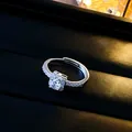 Elegant silver plated geometric open ring featuring a sparkling square zircon center stone - Square Rhinestone Style (49#)