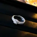 Elegant silver-plated adjustable open ring featuring sparkling cubic zirconia stones. - Square Row Rhinestone Style (50#)