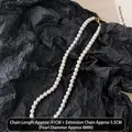 Élégant collier de perles blanches avec perles de 8mm longueur 41cm et ajustable - 8mm / Blanc