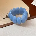 Bracciale vintage in acrilico azzurro marmorizzato con design a perle ondulate - Stile Perla Rotonda Marmorizzata (11#) / Blu