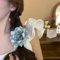 Elegant blue fabric flower hair clip accessory for a sweet and stylish girlish look - Alligator Clip (22) / Blue