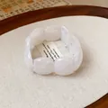 Bracciale retrò in acrilico bianco marmorizzato dal design estetico unico artigianale - Stile Perla Rotonda Marmorizzata (48#) / Bianco