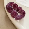 Bracciale vintage a maglie grosse in acrilico viola marmorizzato con effetto unico - Stile Perla Rotonda Marmorizzata (53#) / Viola