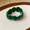 Bracciale vintage in acrilico marmorizzato verde con perline rettangolari - Stile Perla Rotonda Marmorizzata (58#) / Verde Scuro