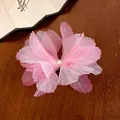 Pink fabric flower hair claw clip with pearl center for women - Alligator Clip (41) / Pink