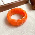 Bracciale vintage rétro in acrilico marmorizzato arancione con design segmentato - Stile Perla Rotonda Marmorizzata (65#) / Arancione