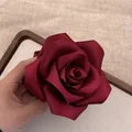 Deep red fabric rose flower hair claw clip for elegant women styling accessories - Hair Claw (89) / Red