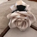 Elegant champagne fabric rose hair claw clip for a sophisticated and floral hair style. - Hair Claw (90) / White