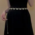 Elegant silver butterfly link body chain accessory displayed on a stylish black dress - Butterfly Fringe Style (1#)