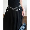 Elegant multi-layer silver waist chain with pearls and sea shell charms for dresses - Multi Layer Bell Shell Star Style (4#)