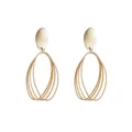 Minimalist geometric hollow matte gold earrings featuring a multi-layered oval design - Matte Gold