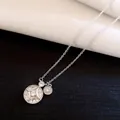 Elegant 18K white gold plated round pendant necklace with sparkling cubic zirconia stones - Necklace / Silver